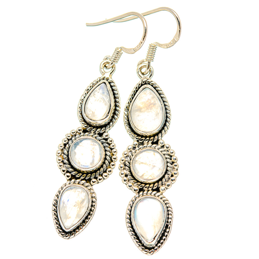 Rainbow Moonstone Earrings handcrafted by Anasilvercos - EARR431068 - Photo 2
