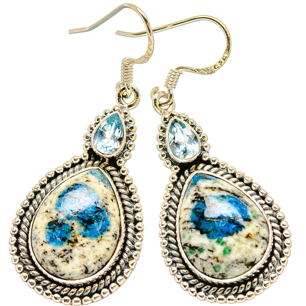 K2 Blue Azurite Earrings handcrafted by Anasilvercos - EARR431082 - Photo 2