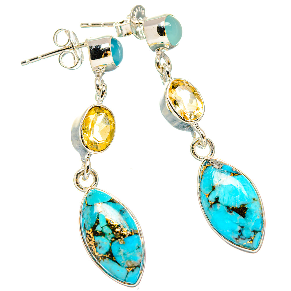 Blue Copper Composite Turquoise Earrings handcrafted by Anasilvercos - EARR431087 - Photo 2
