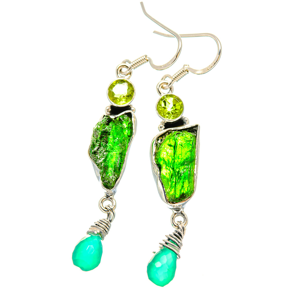 Chrome Diopside Earrings handcrafted by Anasilvercos - EARR431093 - Photo 2