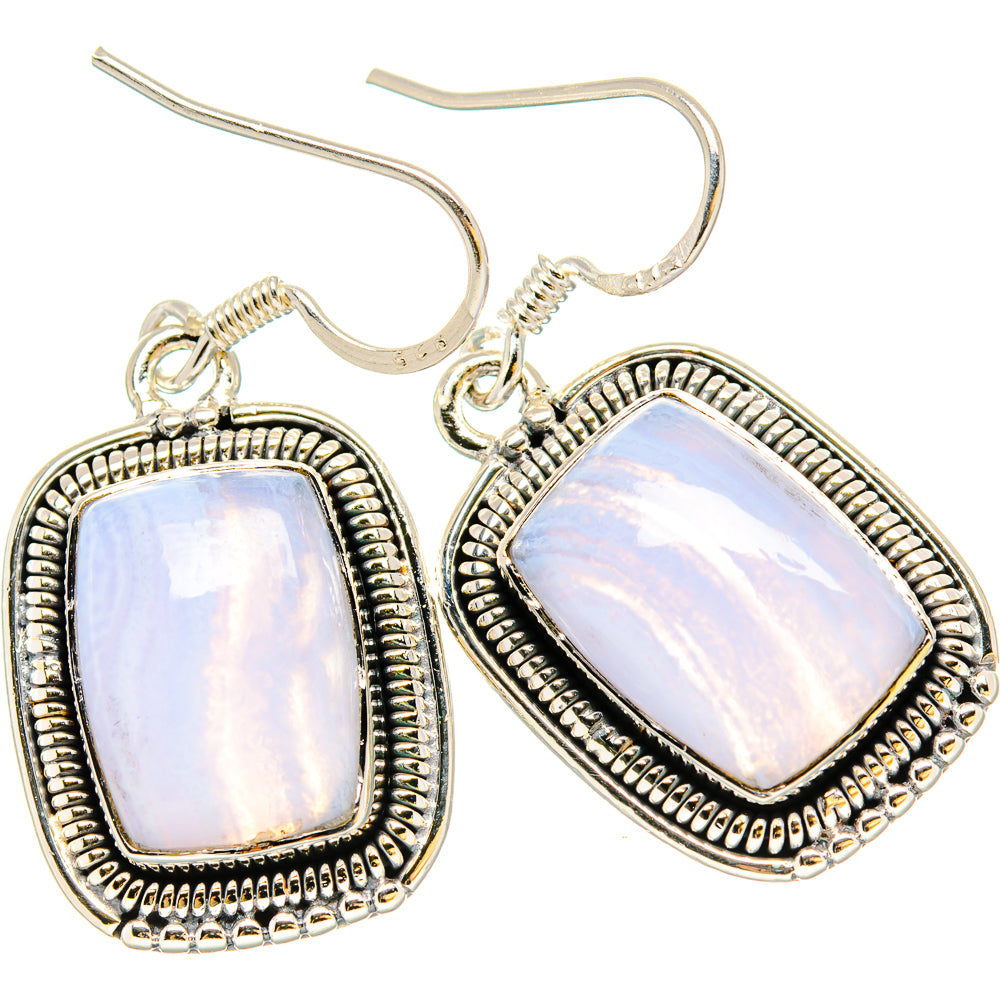 Blue Lace Agate Earrings handcrafted by Anasilvercos - EARR431100 - Photo 2