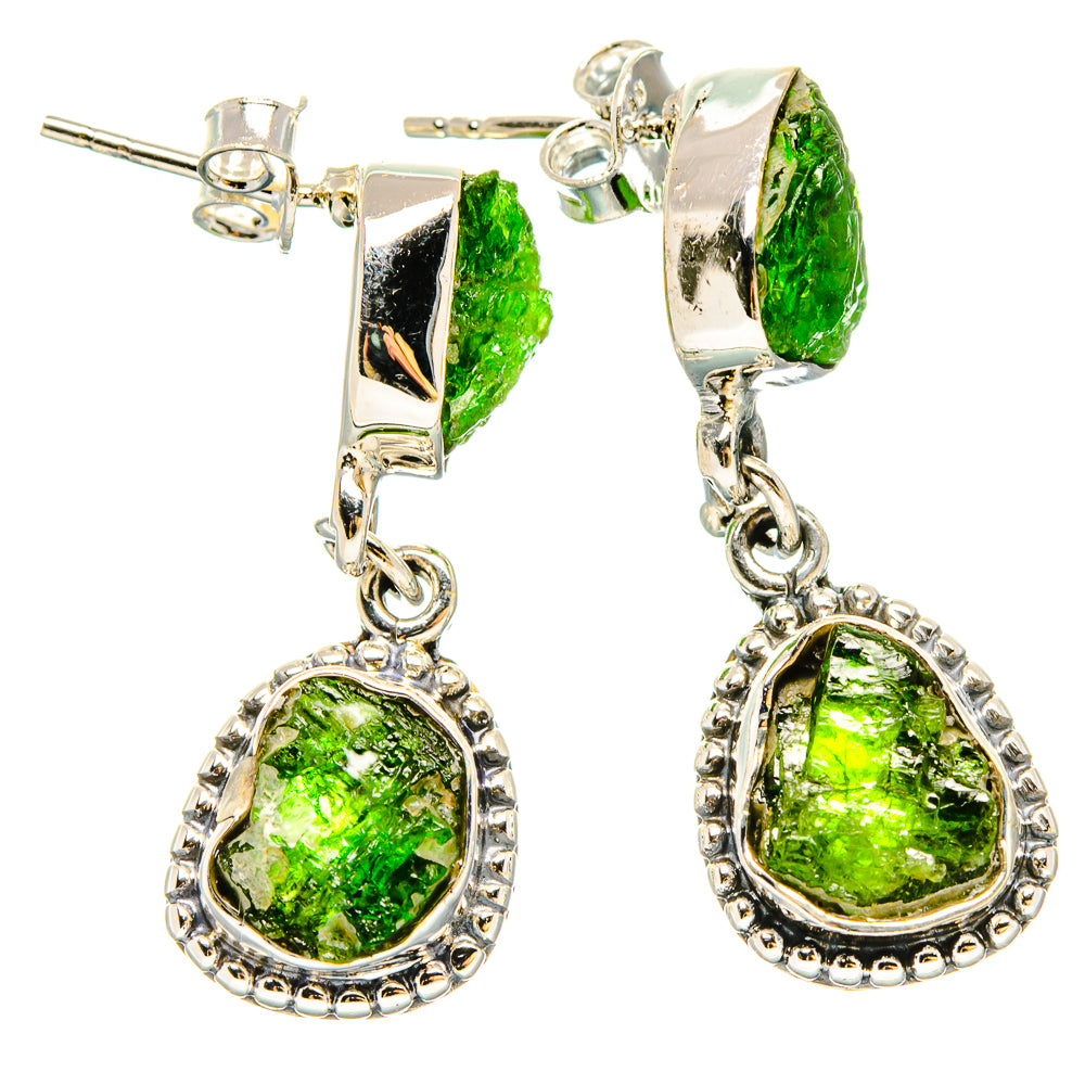Chrome Diopside Earrings handcrafted by Anasilvercos - EARR431101 - Photo 2