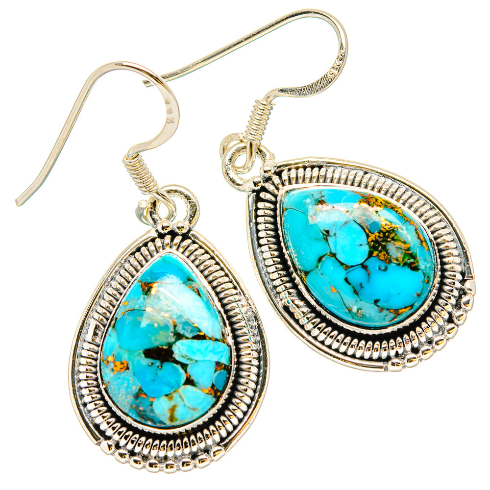 Blue Copper Composite Turquoise Earrings handcrafted by Anasilvercos - EARR431117 - Photo 2