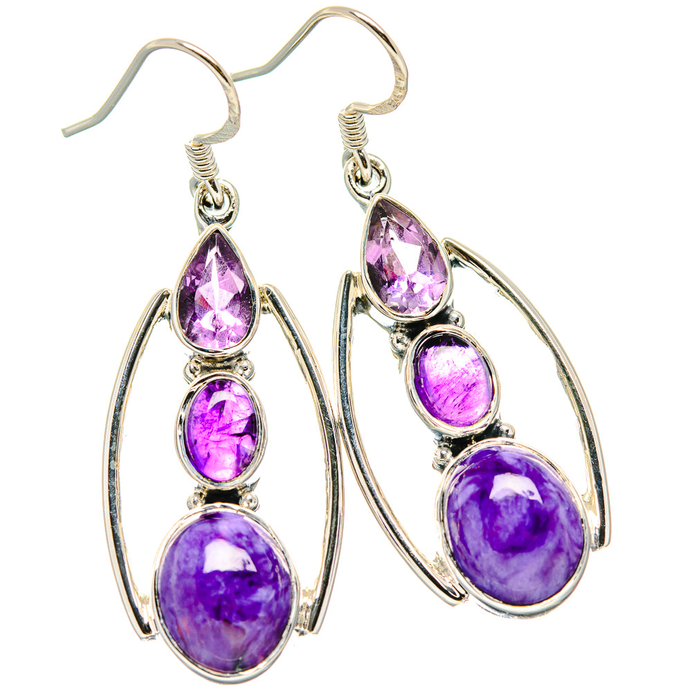 Charoite Earrings handcrafted by Anasilvercos - EARR431123 - Photo 2