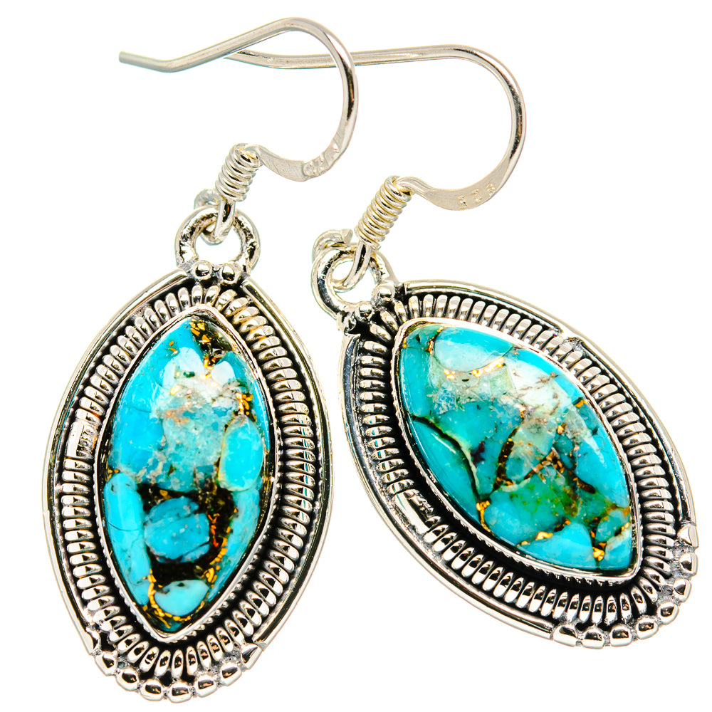 Blue Copper Composite Turquoise Earrings handcrafted by Anasilvercos - EARR431126 - Photo 2