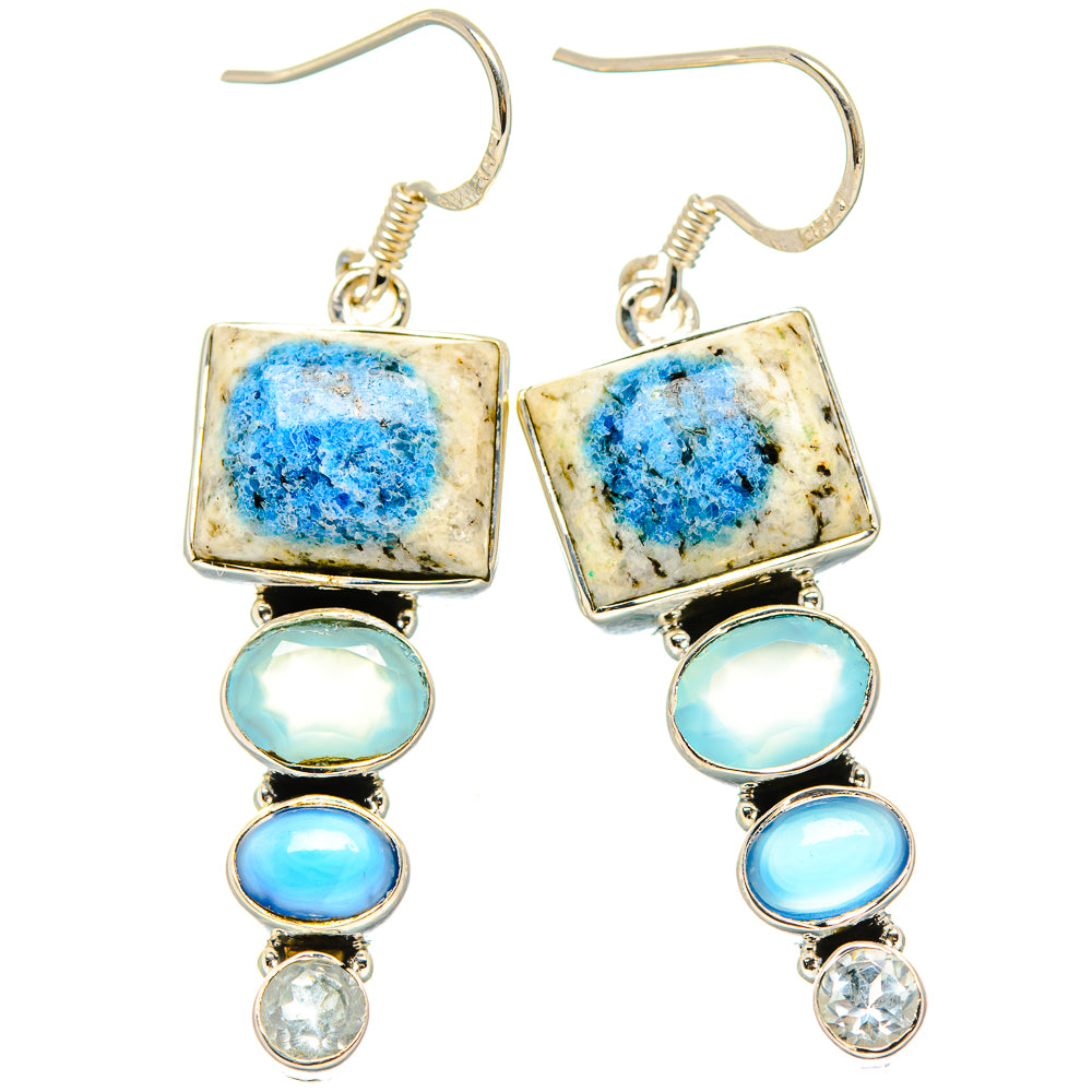 K2 Blue Azurite Earrings handcrafted by Anasilvercos - EARR431146 - Photo 2