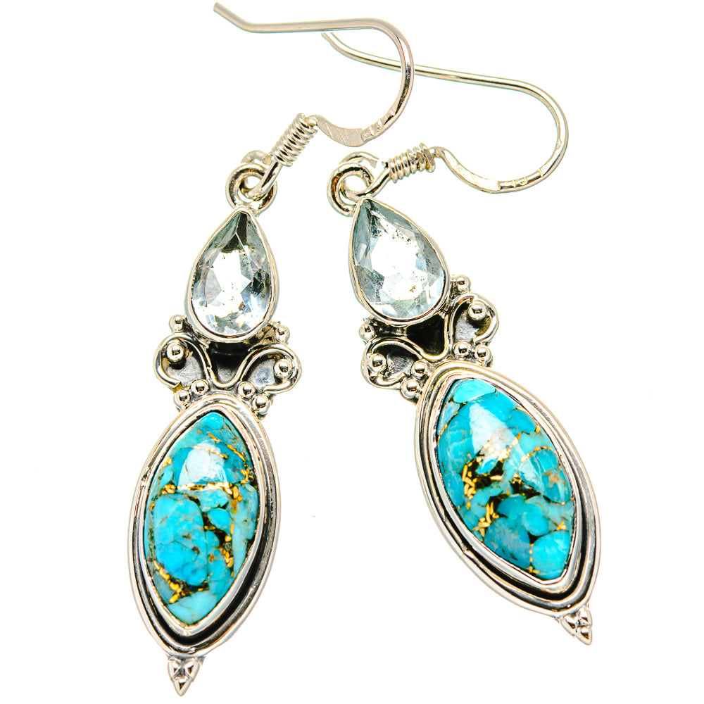 Blue Copper Composite Turquoise Earrings handcrafted by Anasilvercos - EARR431150 - Photo 2