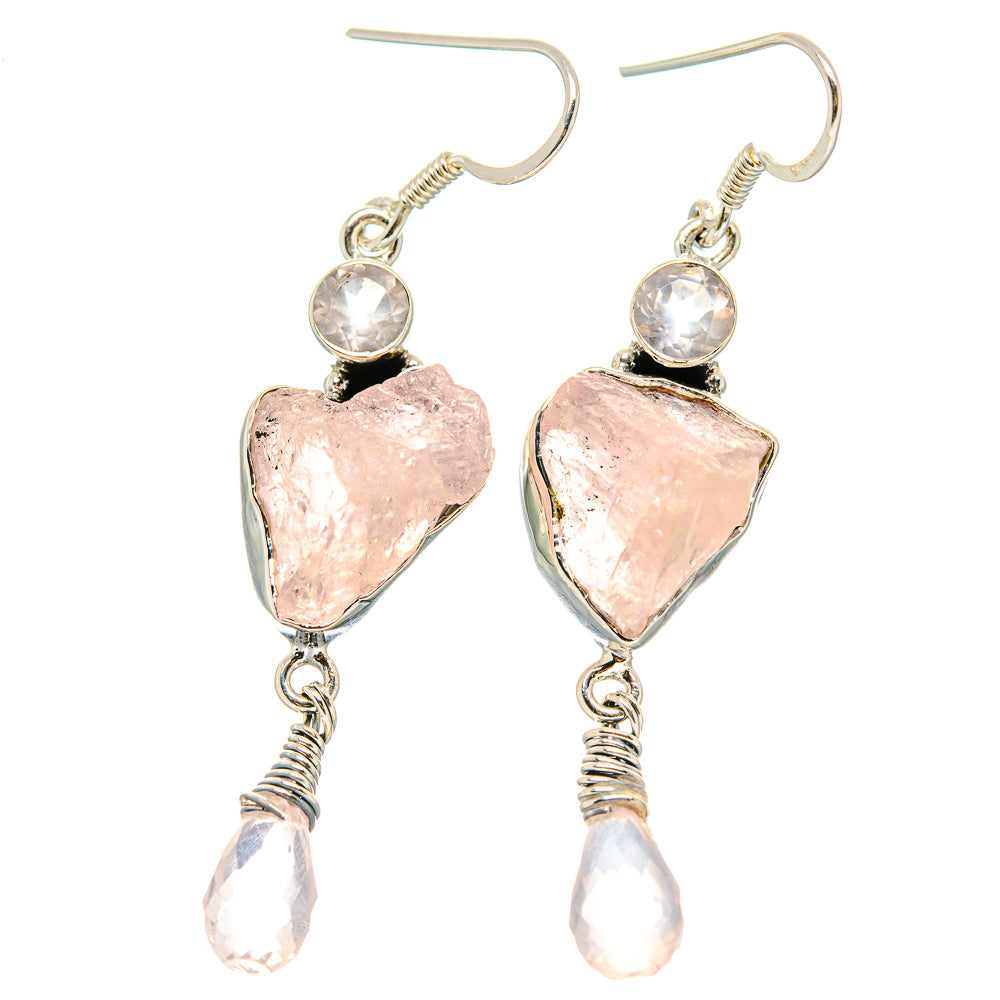 Rose Quartz Earrings handcrafted by Anasilvercos - EARR431167 - Photo 2
