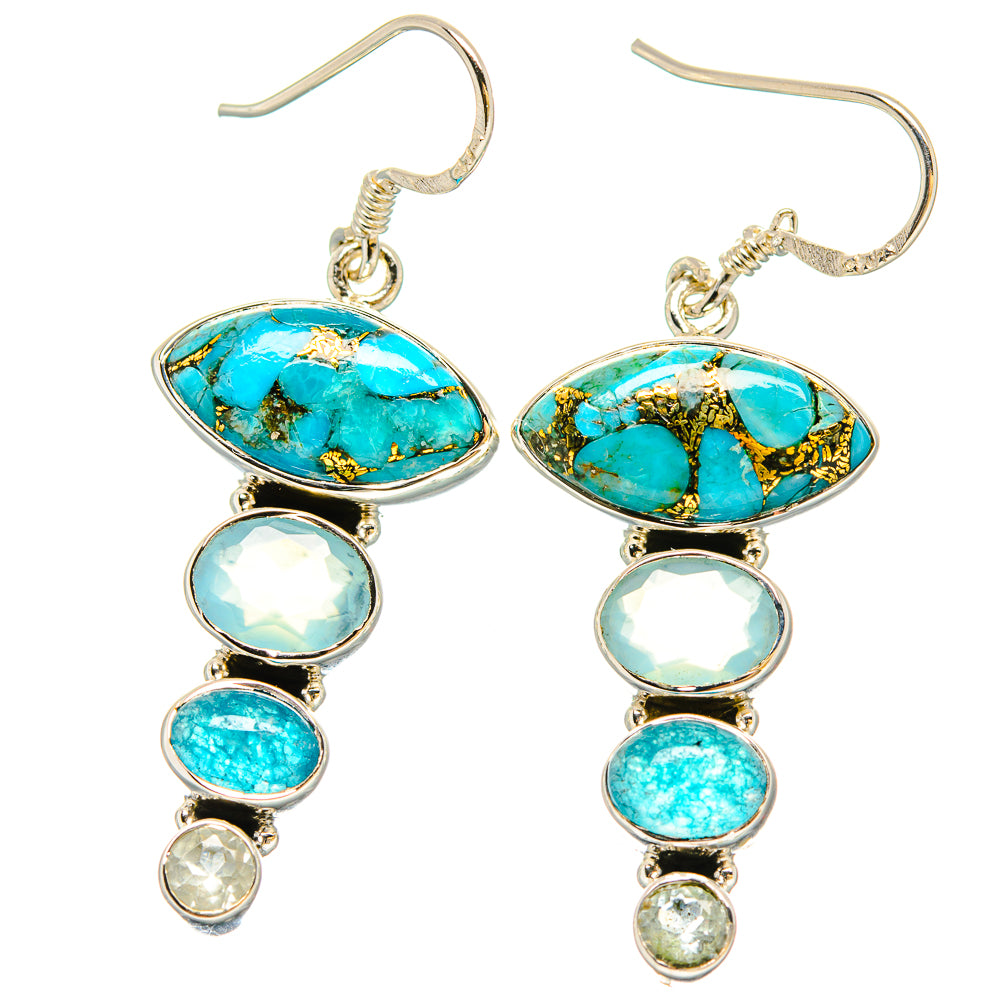 Blue Copper Composite Turquoise Earrings handcrafted by Anasilvercos - EARR431187 - Photo 2