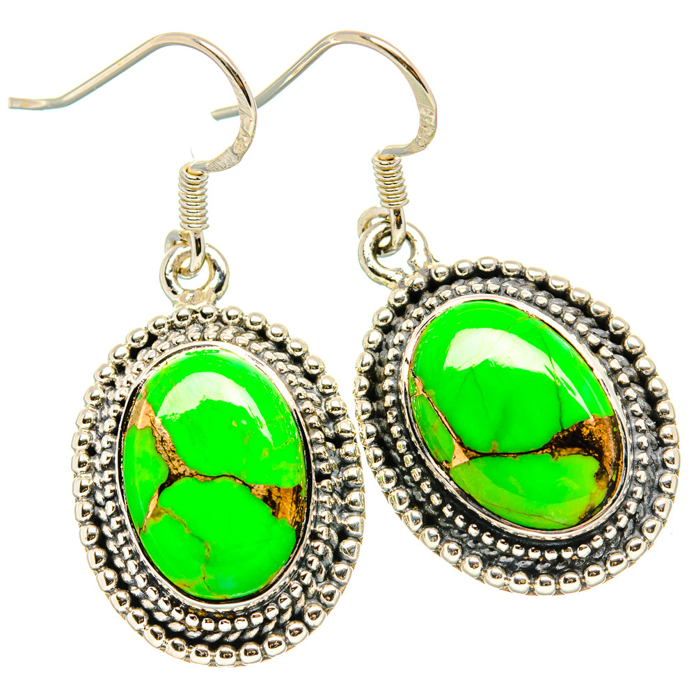 Green Copper Composite Turquoise Earrings handcrafted by Anasilvercos - EARR431245 - Photo 2