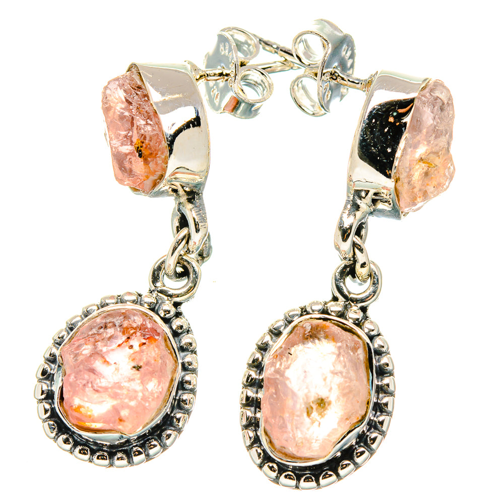 Rose Quartz Earrings handcrafted by Anasilvercos - EARR431254 - Photo 2