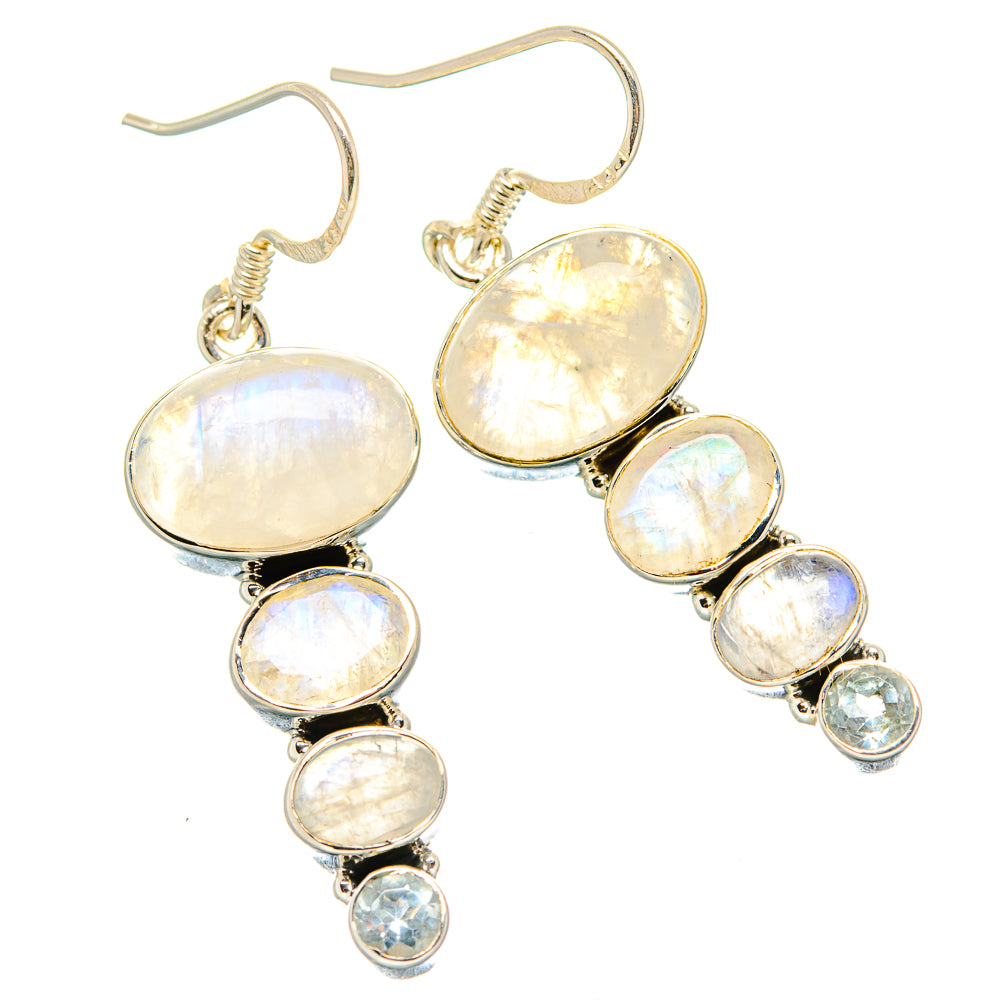 Rainbow Moonstone Earrings handcrafted by Anasilvercos - EARR431261 - Photo 2