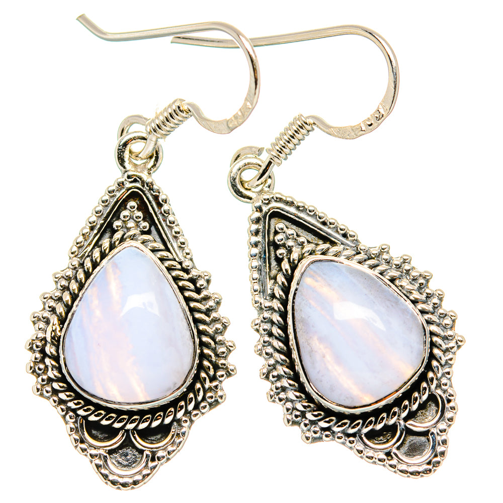Blue Lace Agate Earrings handcrafted by Anasilvercos - EARR431281 - Photo 2