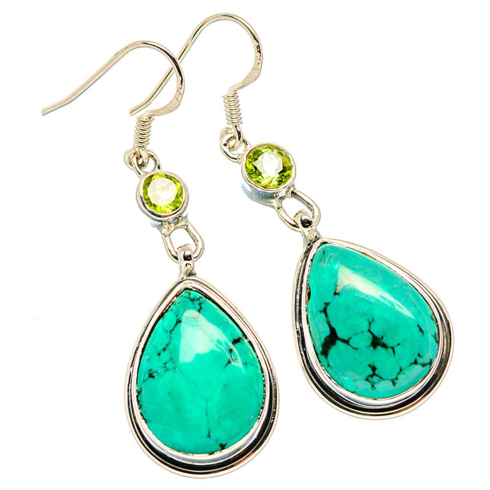 Tibetan Turquoise Earrings handcrafted by Anasilvercos - EARR431297 - Photo 2