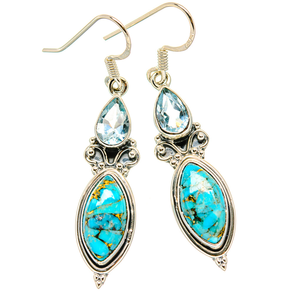 Blue Copper Composite Turquoise Earrings handcrafted by Anasilvercos - EARR431306 - Photo 2