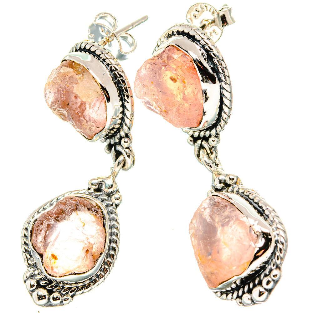 Rose Quartz Earrings handcrafted by Anasilvercos - EARR431307 - Photo 2