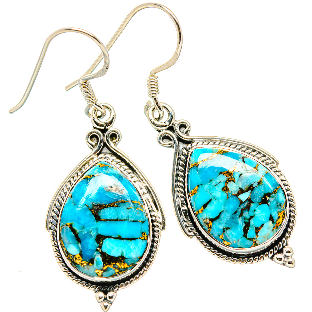 Blue Copper Composite Turquoise Earrings handcrafted by Anasilvercos - EARR431309 - Photo 2