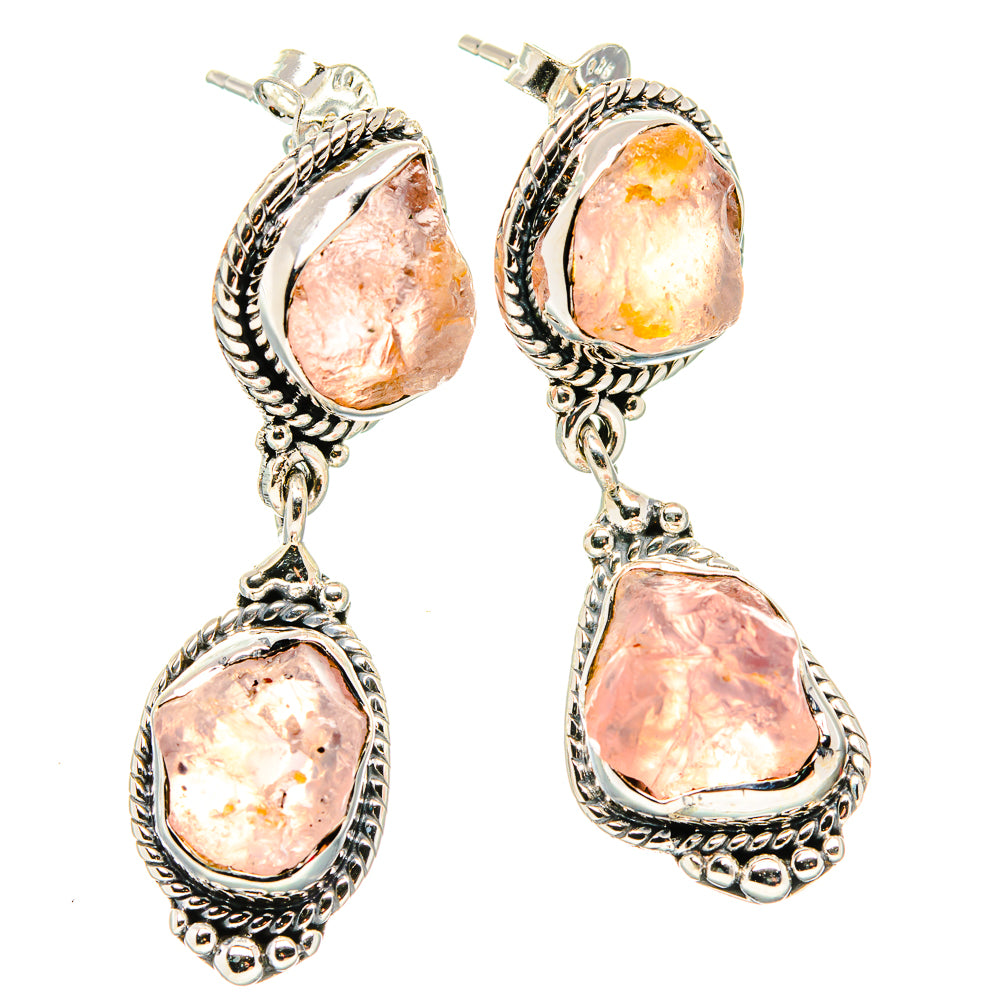 Rose Quartz Earrings handcrafted by Anasilvercos - EARR431313 - Photo 2