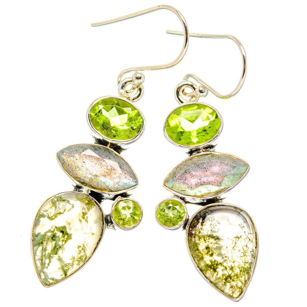 Green Moss Agate Earrings handcrafted by Anasilvercos - EARR431315 - Photo 2