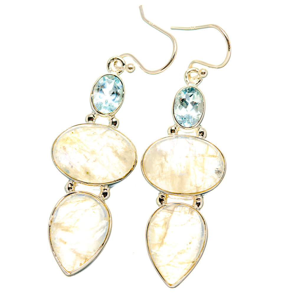 Rainbow Moonstone Earrings handcrafted by Anasilvercos - EARR431337 - Photo 2