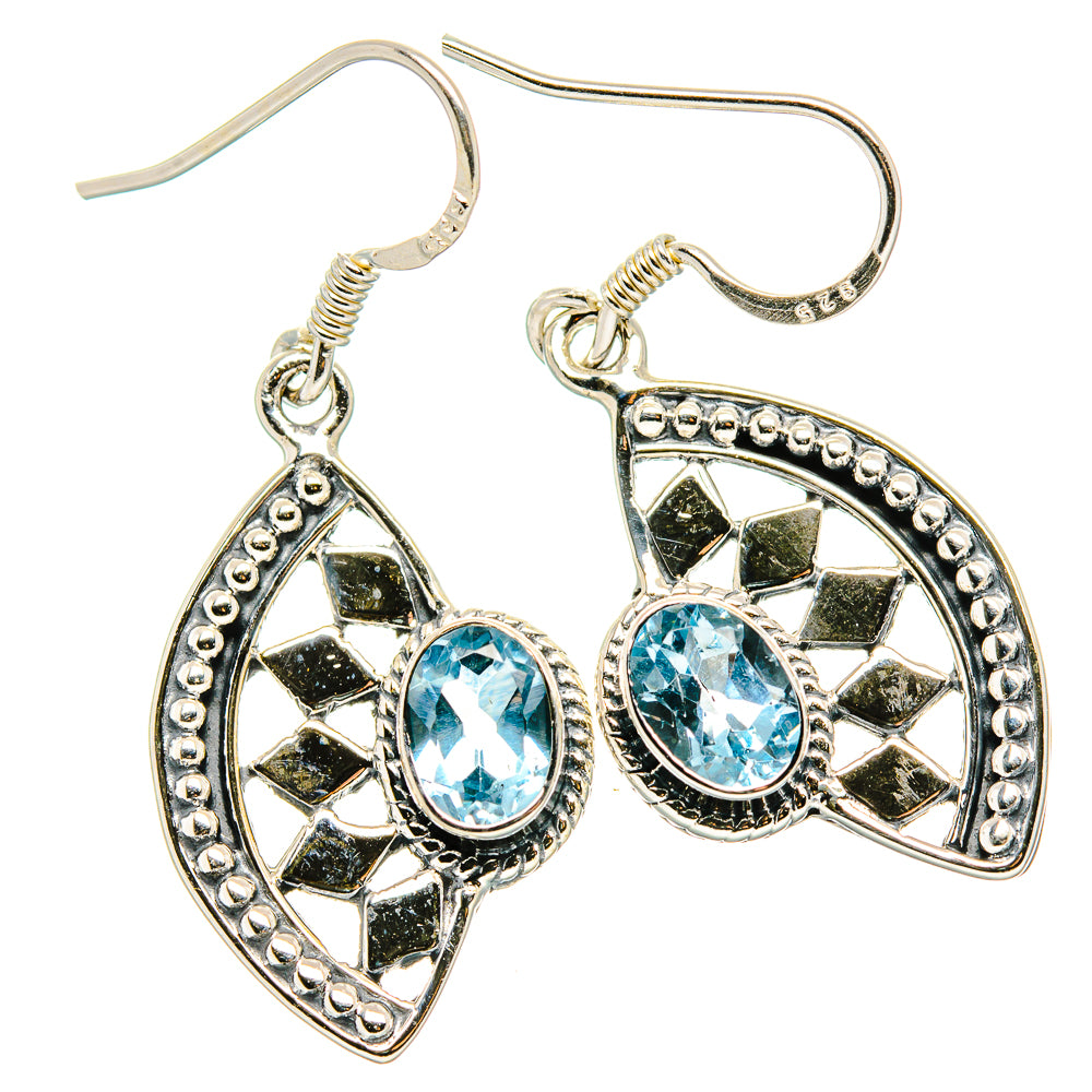 Blue Topaz Earrings handcrafted by Anasilvercos - EARR431345 - Photo 2