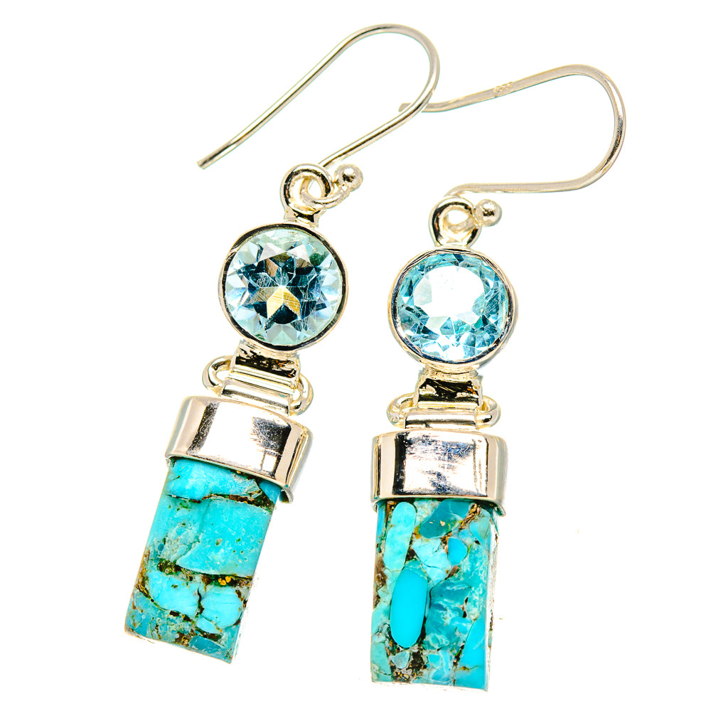 Blue Copper Composite Turquoise Earrings handcrafted by Anasilvercos - EARR431349 - Photo 2