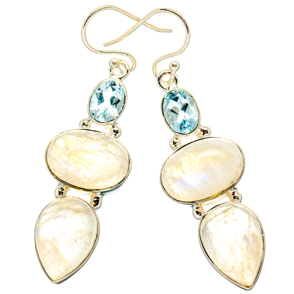 Rainbow Moonstone Earrings handcrafted by Anasilvercos - EARR431351 - Photo 2