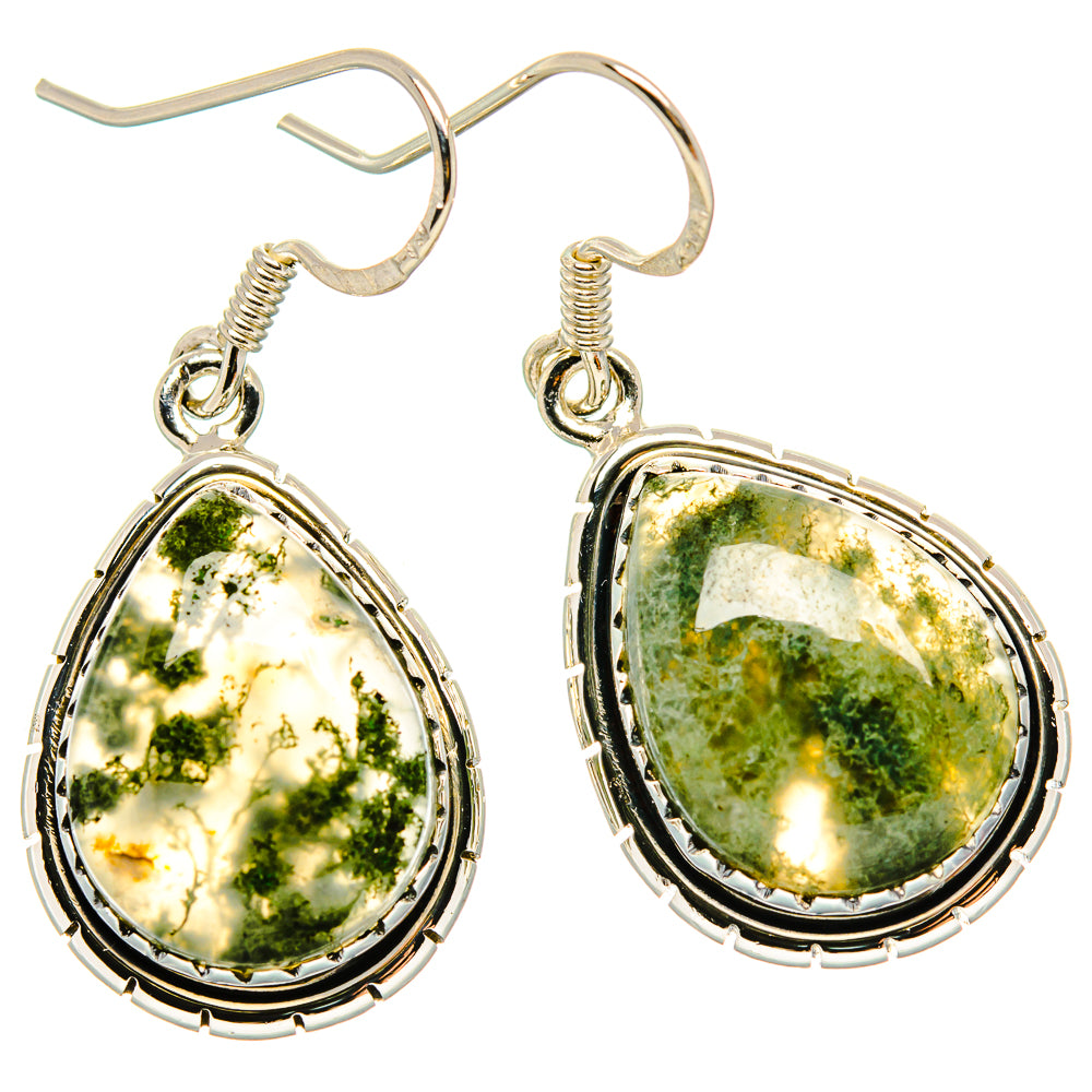 Green Moss Agate Earrings handcrafted by Anasilvercos - EARR431360 - Photo 2