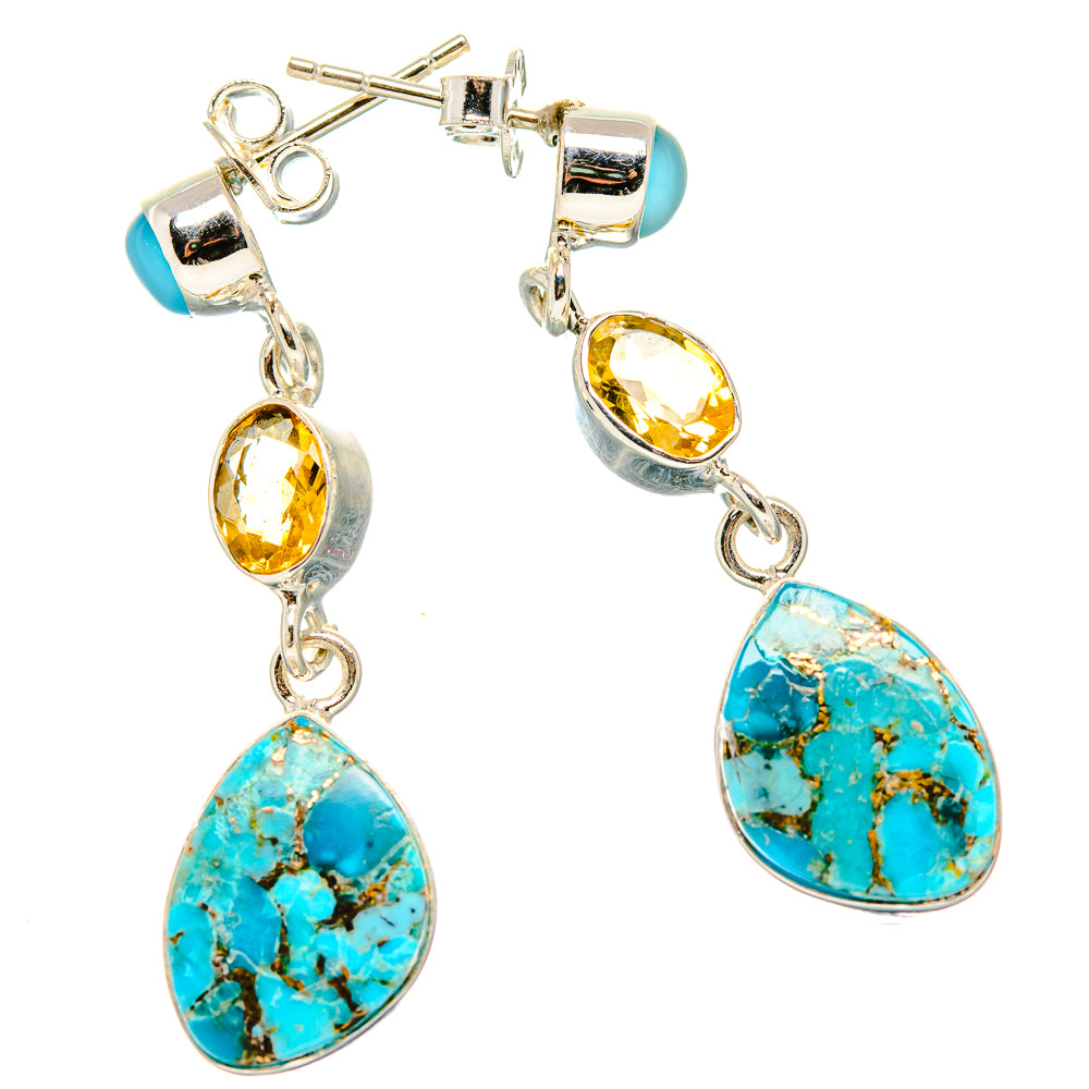 Blue Copper Composite Turquoise Earrings handcrafted by Anasilvercos - EARR431366 - Photo 2