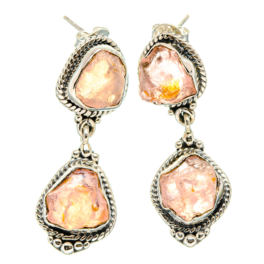 Rose Quartz Earrings handcrafted by Anasilvercos - EARR431382 - Photo 2