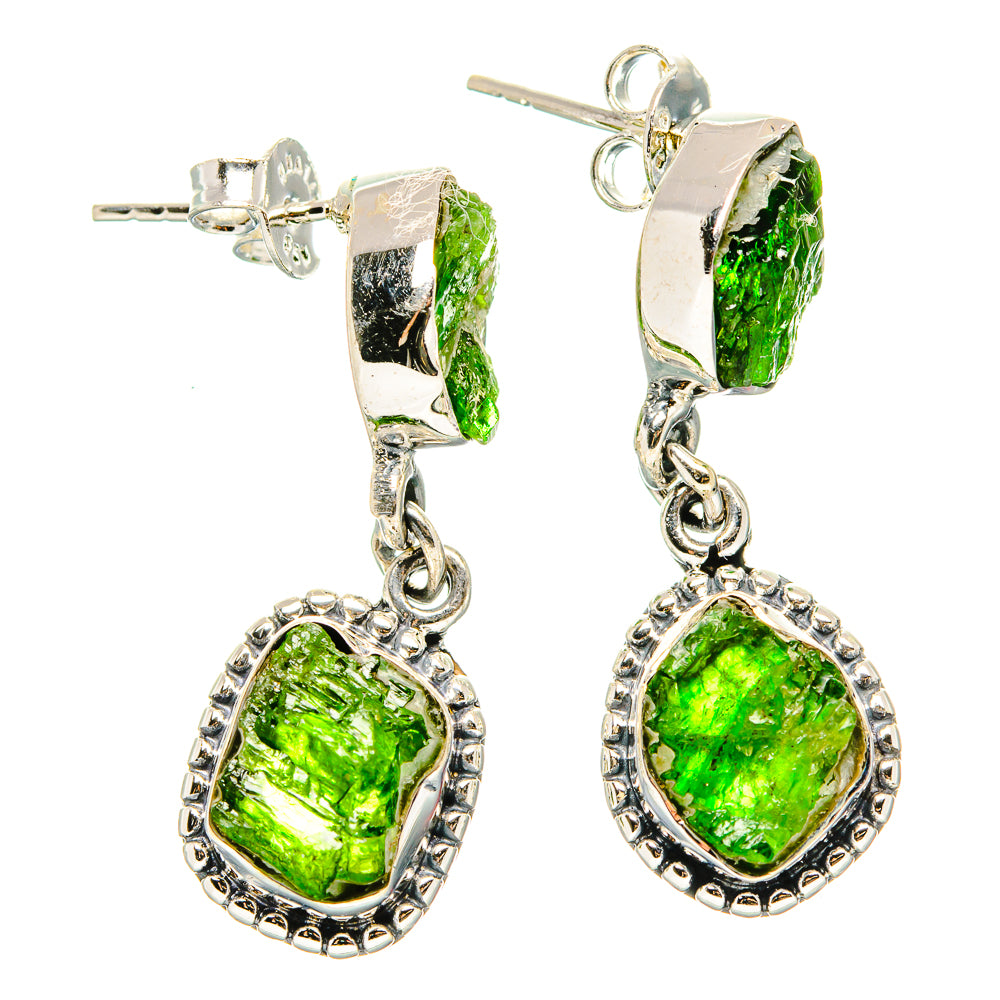Chrome Diopside Earrings handcrafted by Anasilvercos - EARR431414 - Photo 2