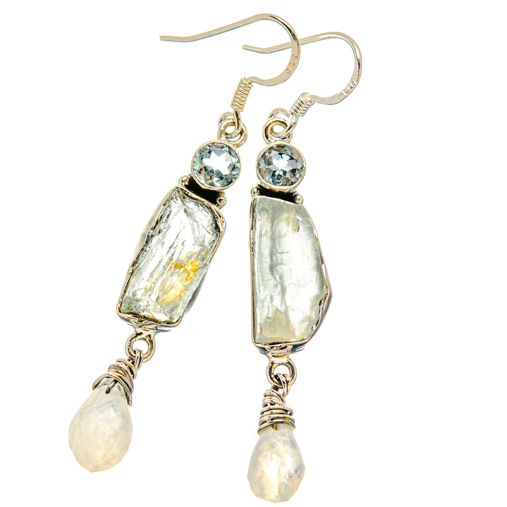Aquamarine, Blue Topaz, Rainbow Moonstone Earrings handcrafted by Anasilvercos - EARR431425 - Photo 2