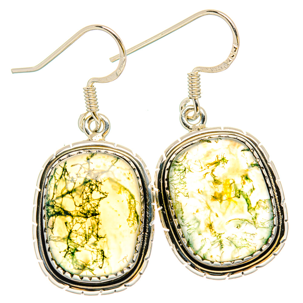 Green Moss Agate Earrings handcrafted by Anasilvercos - EARR431428 - Photo 2