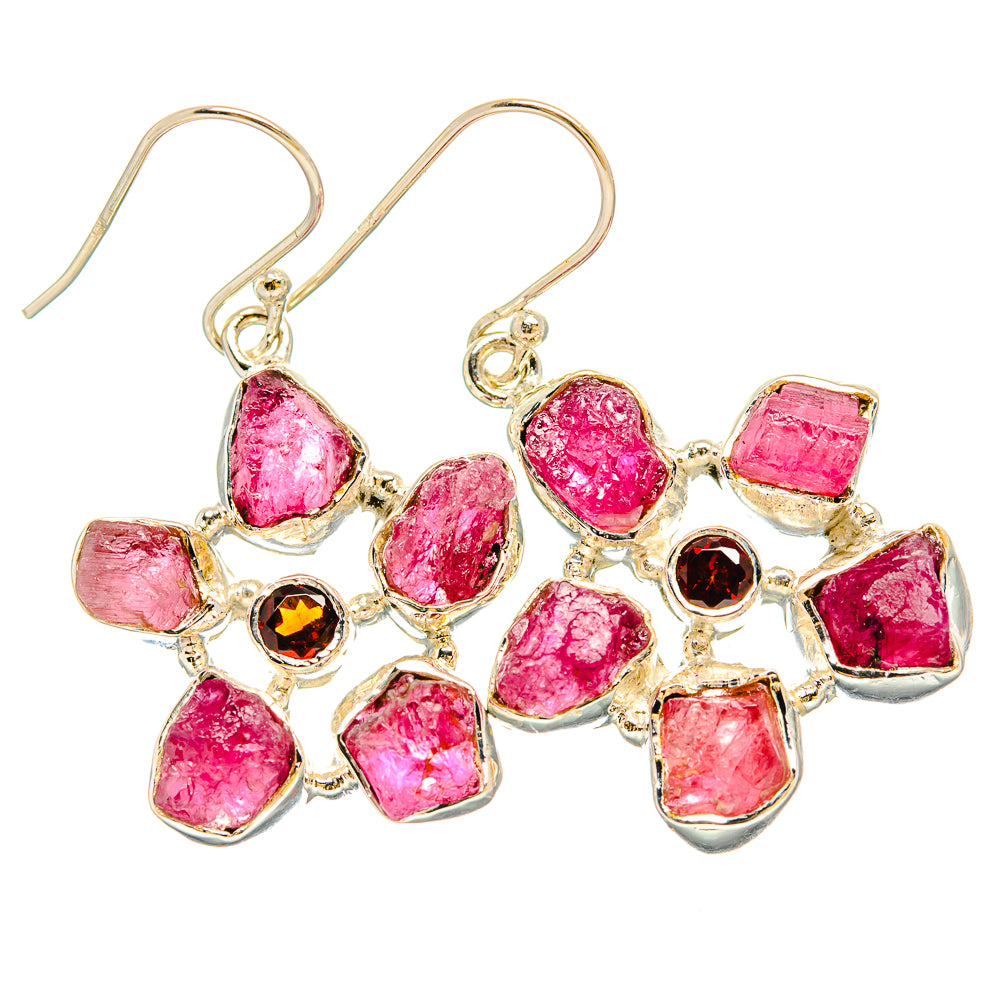 Pink Tourmaline, Garnet Earrings handcrafted by Anasilvercos - EARR431430 - Photo 2