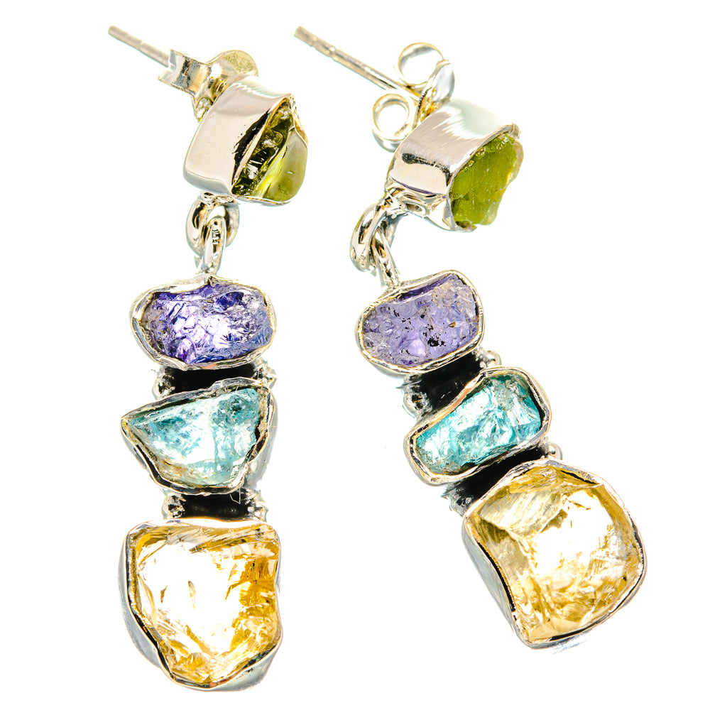 Citrine, Aquamarine, Tanzanite, Peridot Earrings handcrafted by Anasilvercos - EARR431433 - Photo 2