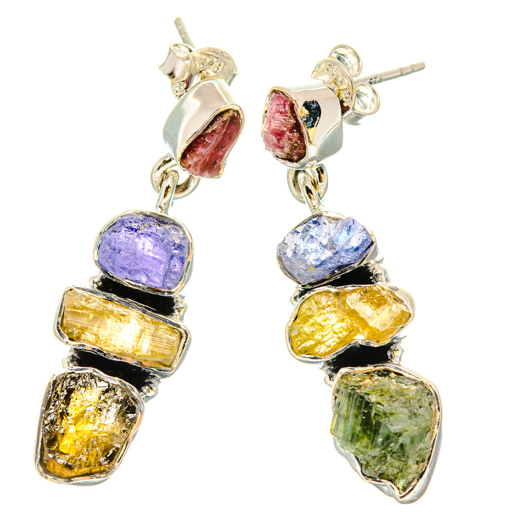 Green Tourmaline, Citrine, Tanzanite, Pink Tourmaline Earrings handcrafted by Anasilvercos - EARR431439 - Photo 2
