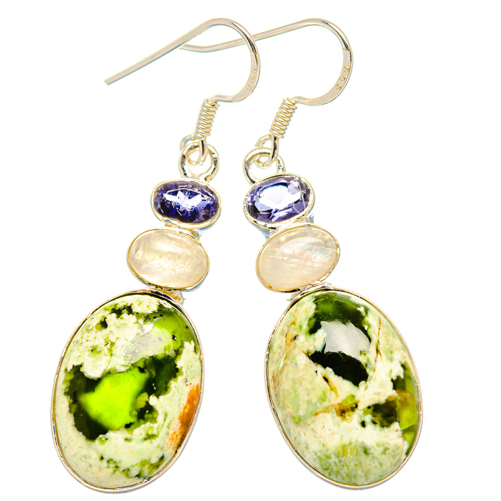 Rainforest Opal, Rainbow Moonstone, Tanzanite Earrings handcrafted by Anasilvercos - EARR431445 - Photo 2