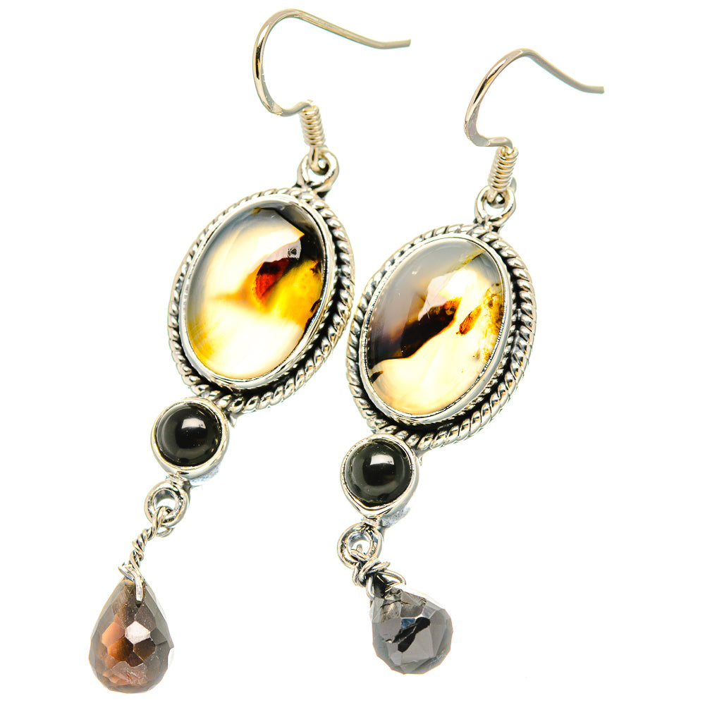 Montana Agate, Black Onyx Earrings handcrafted by Anasilvercos - EARR431461 - Photo 2