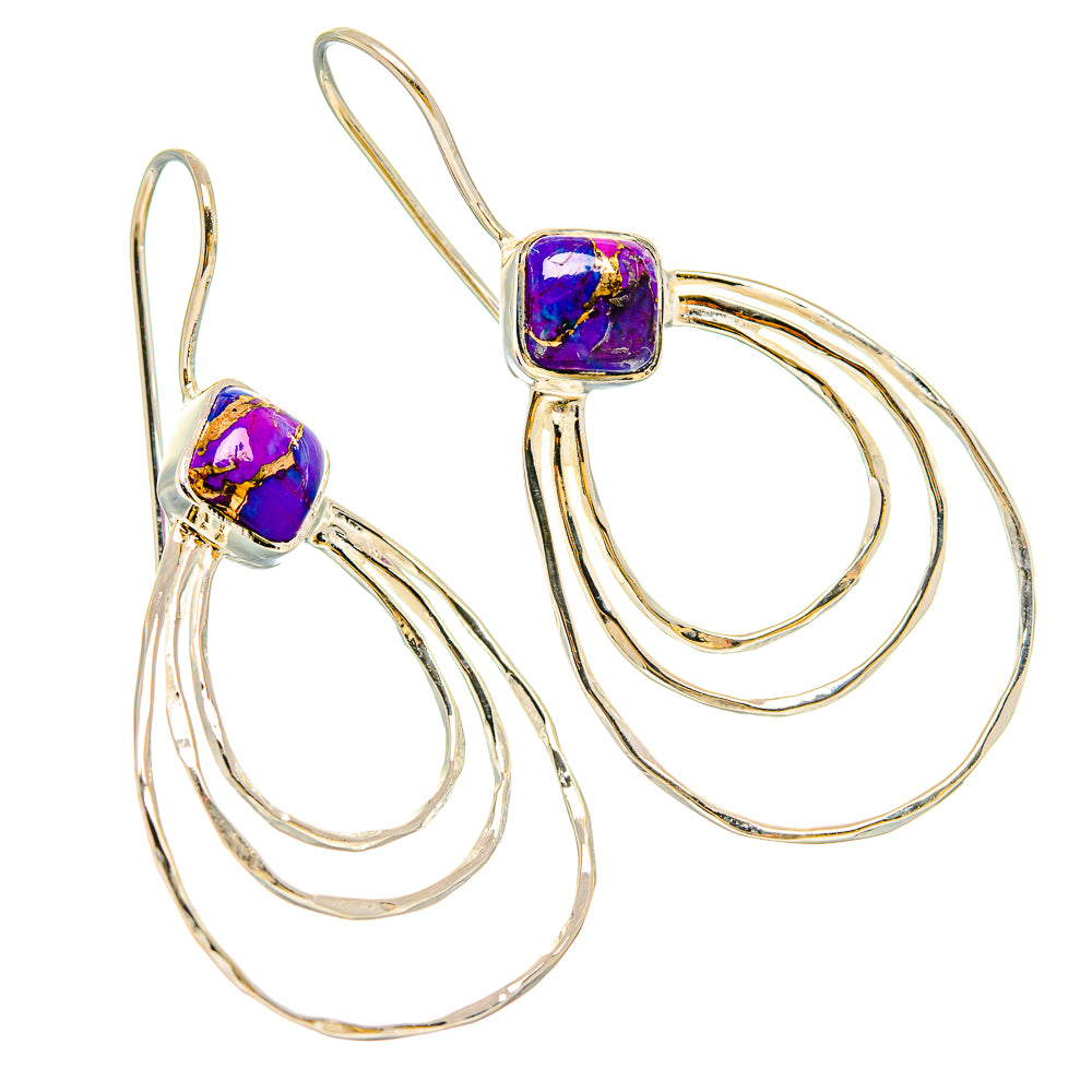 Purple Copper Composite Turquoise Earrings handcrafted by Anasilvercos - EARR431462 - Photo 2