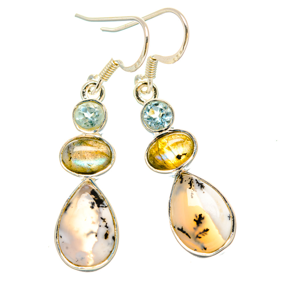 Dendritic Opal, Labradorite, Blue Topaz Earrings handcrafted by Anasilvercos - EARR431465 - Photo 2