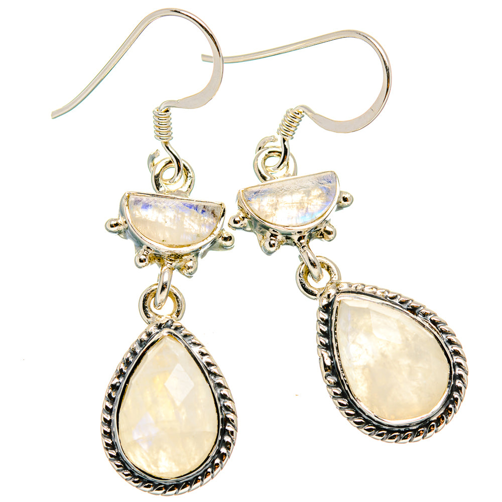 Rainbow Moonstone Earrings handcrafted by Anasilvercos - EARR431526 - Photo 2
