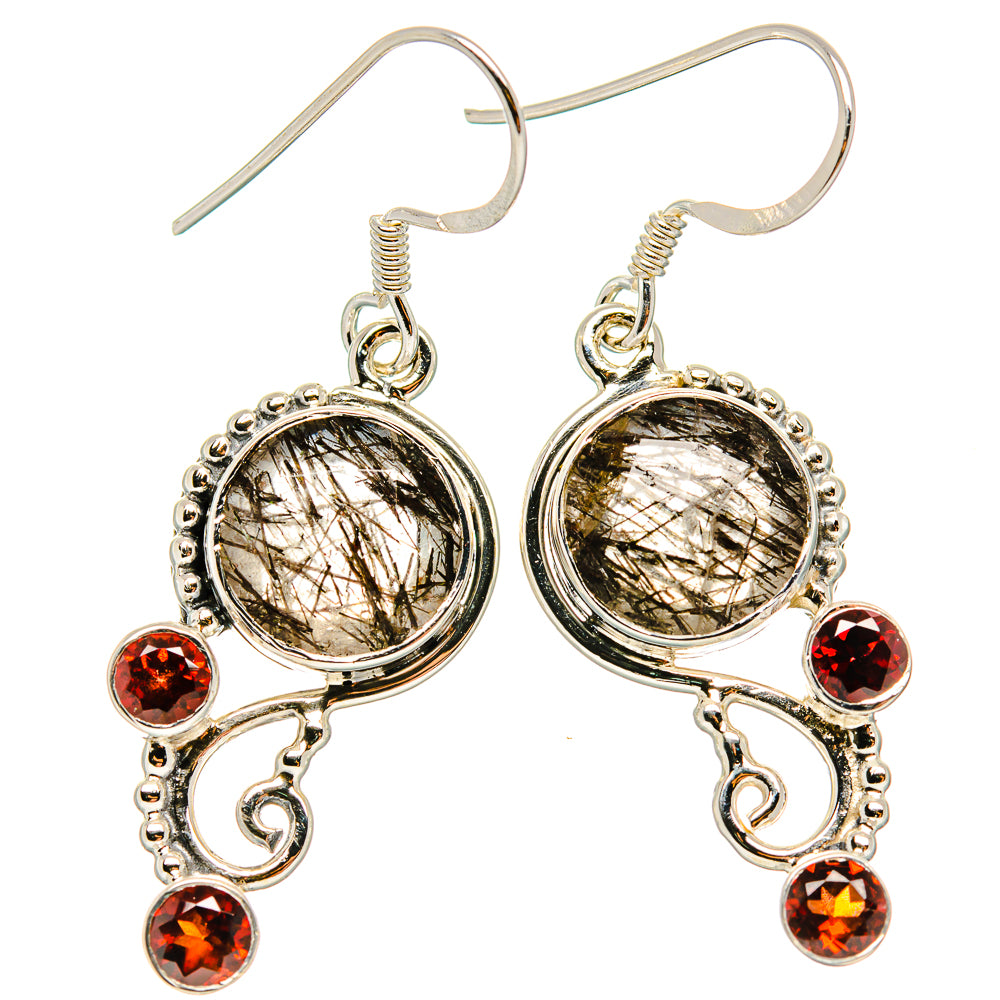 Tourmalinated Quartz, Garnet Earrings handcrafted by Anasilvercos - EARR431544 - Photo 2