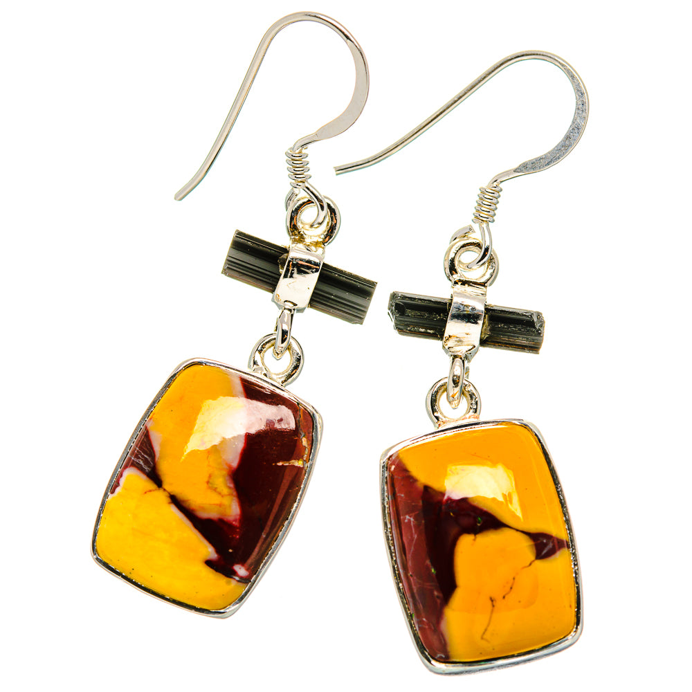 Mookaite, Black Onyx Earrings handcrafted by Anasilvercos - EARR431545 - Photo 2