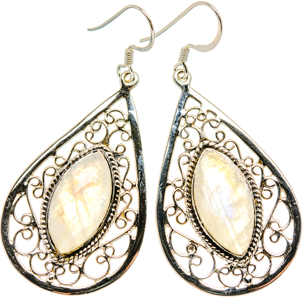 Rainbow Moonstone Earrings handcrafted by Anasilvercos - EARR431553 - Photo 2