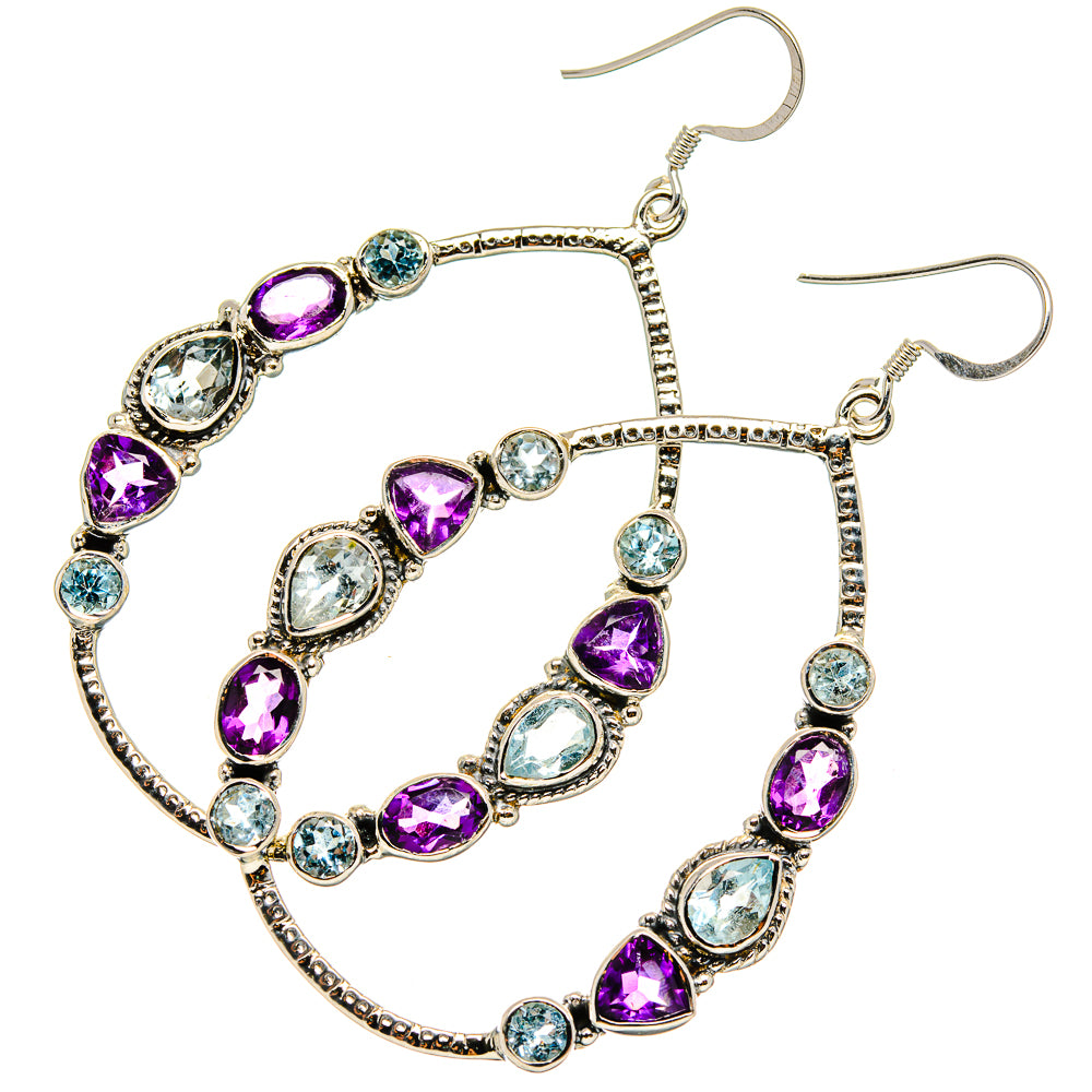 Amethyst, Blue Topaz Earrings handcrafted by Anasilvercos - EARR431557 - Photo 2