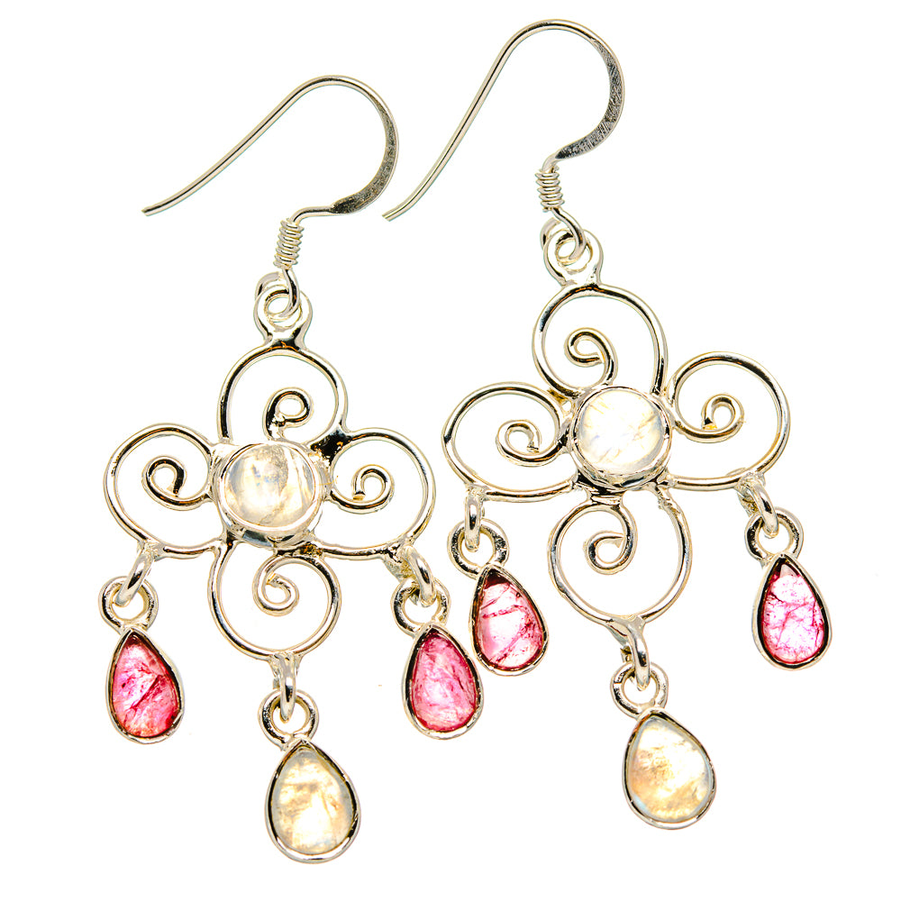 Rainbow Moonstone, Garnet Earrings handcrafted by Anasilvercos - EARR431560 - Photo 2