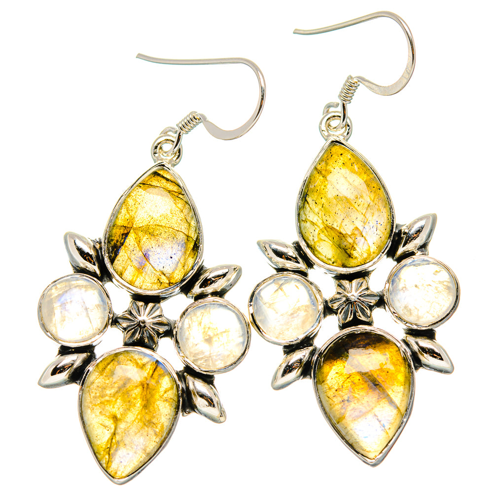 Labradorite, Rainbow Moonstone Earrings handcrafted by Anasilvercos - EARR431561 - Photo 2