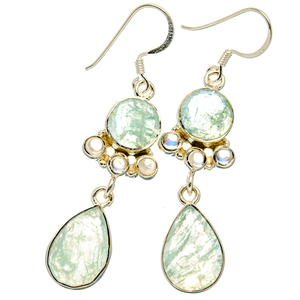 Aquamarine, Rainbow Moonstone Earrings handcrafted by Anasilvercos - EARR431563 - Photo 2