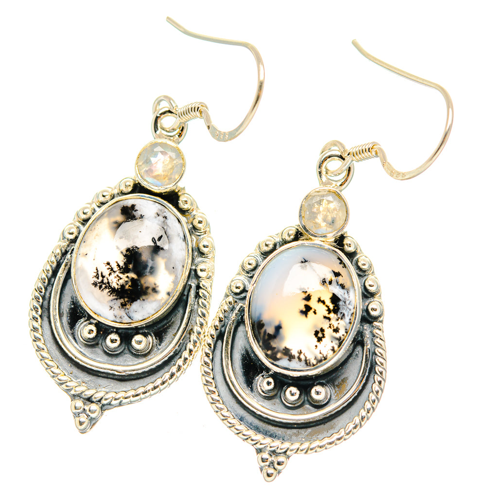 Dendritic Opal, Rainbow Moonstone Earrings handcrafted by Anasilvercos - EARR428552 - Photo 2