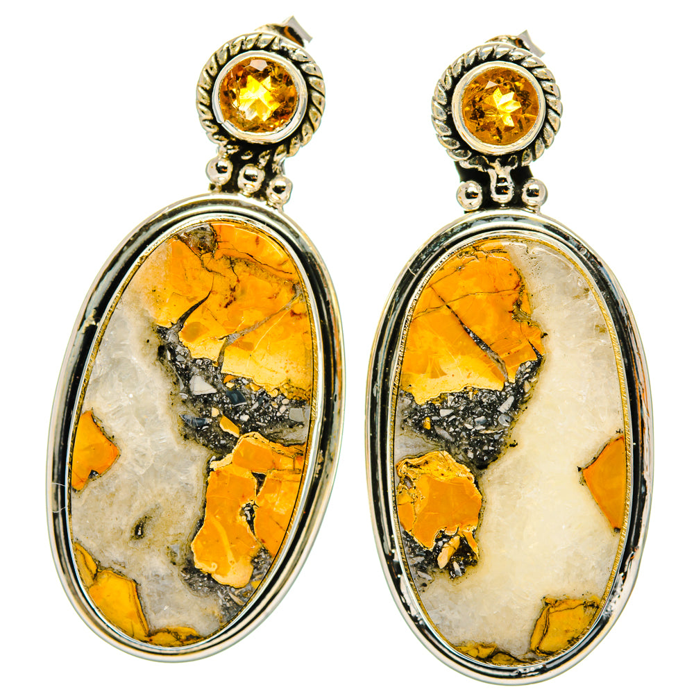 Brecciated Mookaite, Citrine Earrings handcrafted by Anasilvercos - EARR428553 - Photo 2